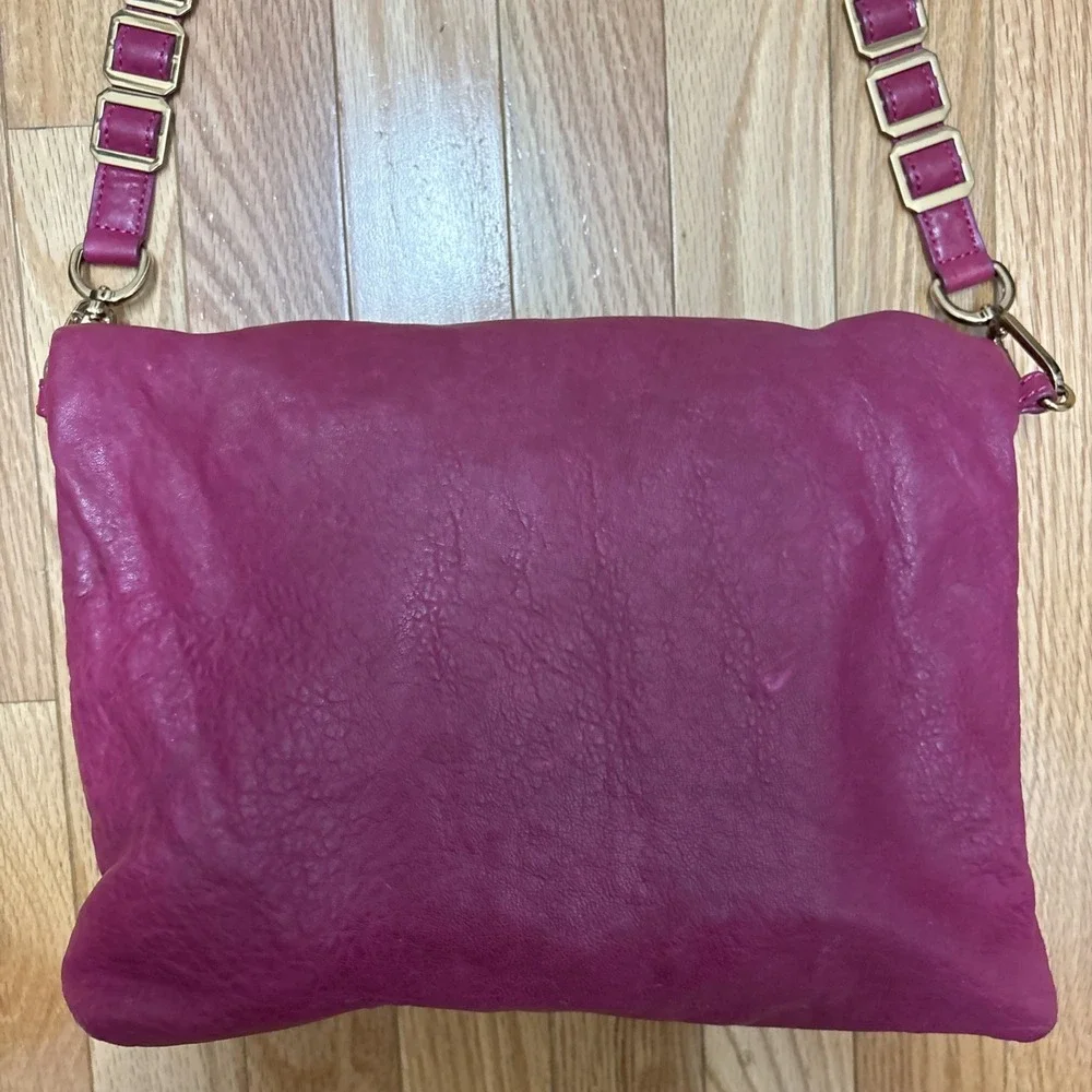 Tory Burch Louiisa Fushia‎ Slouchy Leather Convertible Crossbody Hobo Bag